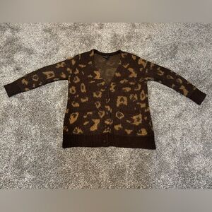Forever 21 Leopard Print Cardigan in Brown and Tan